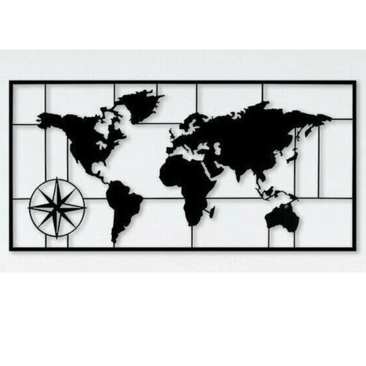 Luxury Metal World Map Wall Art